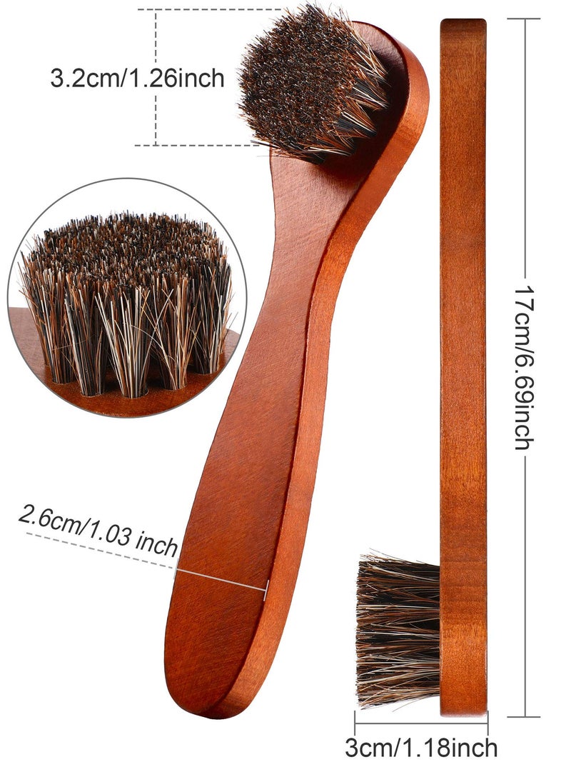 Youngjoy 6 Pieces Horsehair Shine Shoes Brush kit Polish Dauber Applicators, Brown, 6 x 1.5 inches - Image 2